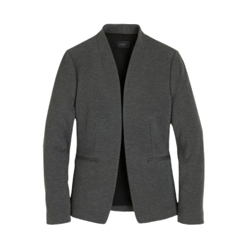 NWT J. Crew Womens Petite Size 4 4P Gray Going-Out Blazer in Stretch Twill NEW